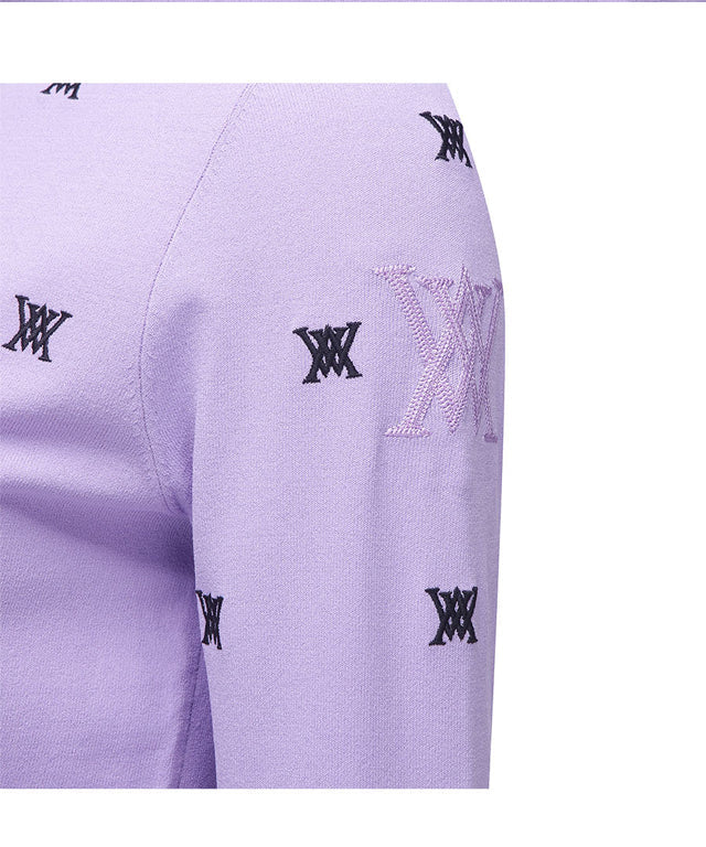 Women wearing a lavender monogram logo pullover sweater from Start2Finish, showcasing its elegant, casual apparel style.