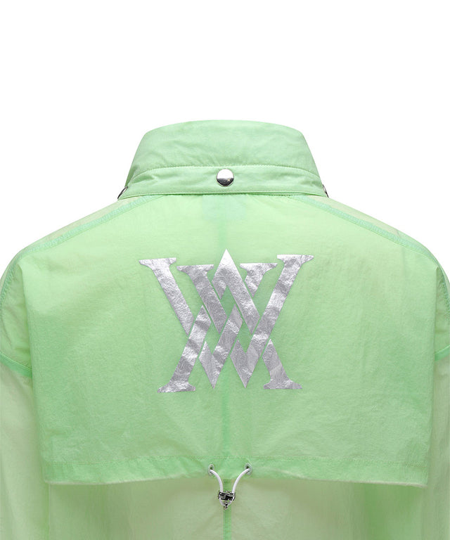 Light green ANEW Golf women’s shirring point Stingray fit jacket by Amethyst Lucy, showcasing a stylish, fitted golf accessory.