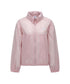Pink women’s shirring point Stingray fit jacket by Amethyst Lucy, styled as a fashionable golf accessories jacket.