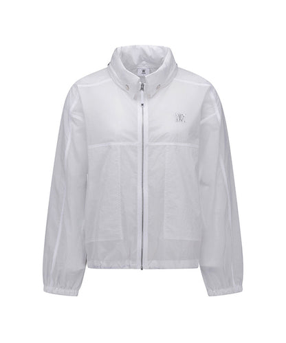 White women’s stingray fit jacket with shirring details from ANEW Golf by Amethyst Lucy, designed as stylish accessories.