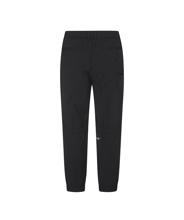 Black women’s ventilation slim jogger long pants by Amethyst Lucy with a comfortable, athletic fit for active wear.