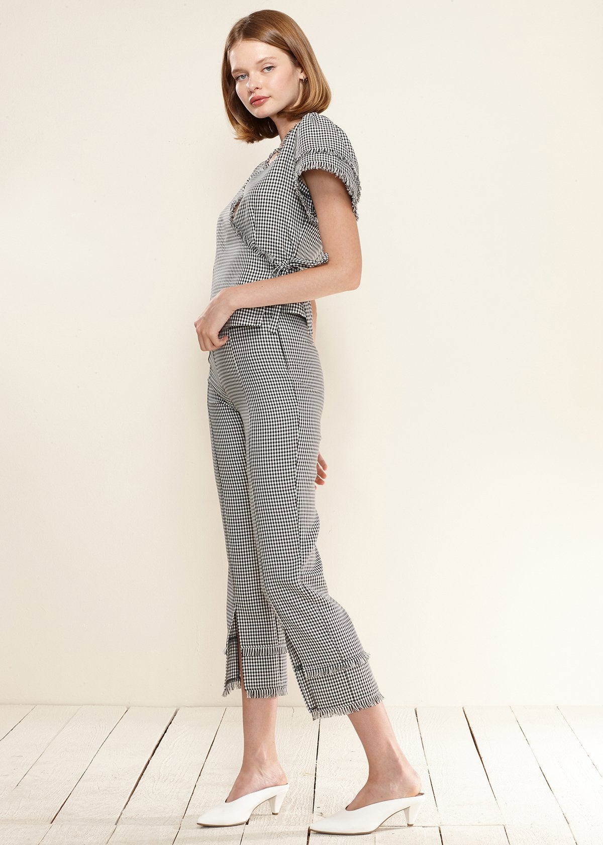 Black gingham women&