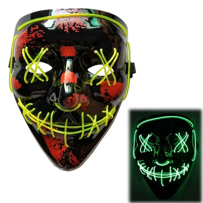 White Eucalyptus LED purge mask for pets, glow-in-the-dark Halloween costume with light-up DJ party style.