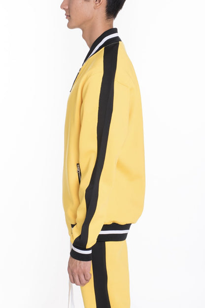 Lime Milo heavy weight solid track jacket for activewear, shown in vibrant yellow with front zipper and sporty fit