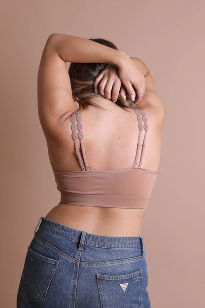 Periwinkle Aether Eye Lace Applique Bralette showing delicate lace details and soft fabric, accessory style for a feminine look.