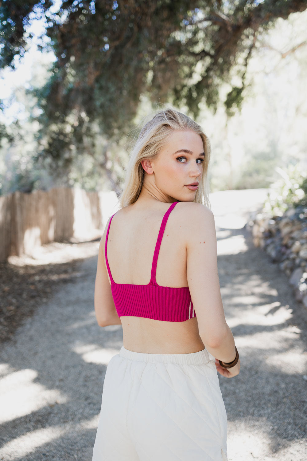 Pink Chic Mod Lines Contour Brami by Periwinkle Aether, a stylish accessory with modern line design on soft fabric.