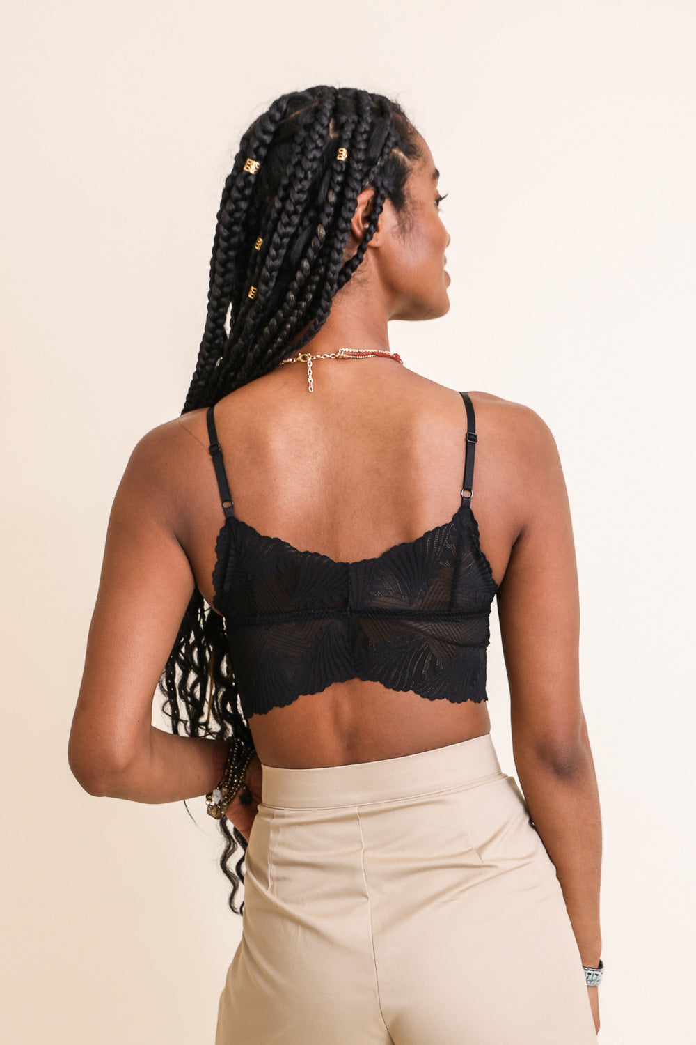 Black lace bralette from Periwinkle Aether&