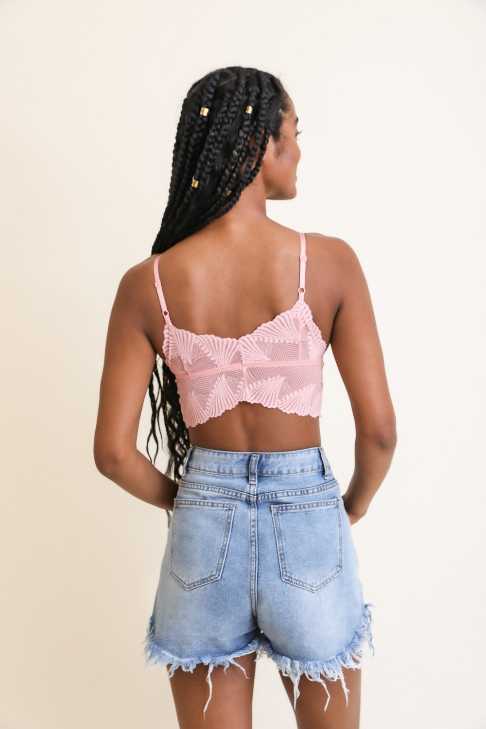 Periwinkle Aether butterfly lace bralette with floral details, delicate straps, and sheer fabric, perfect for summer lingerie.