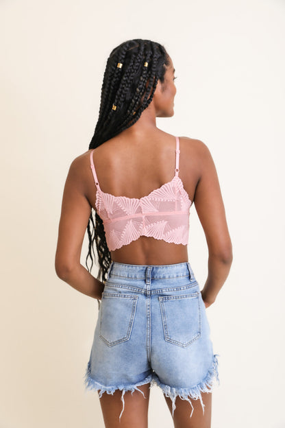 Periwinkle Aether butterfly lace bralette with floral details, delicate straps, and sheer fabric, perfect for summer lingerie.