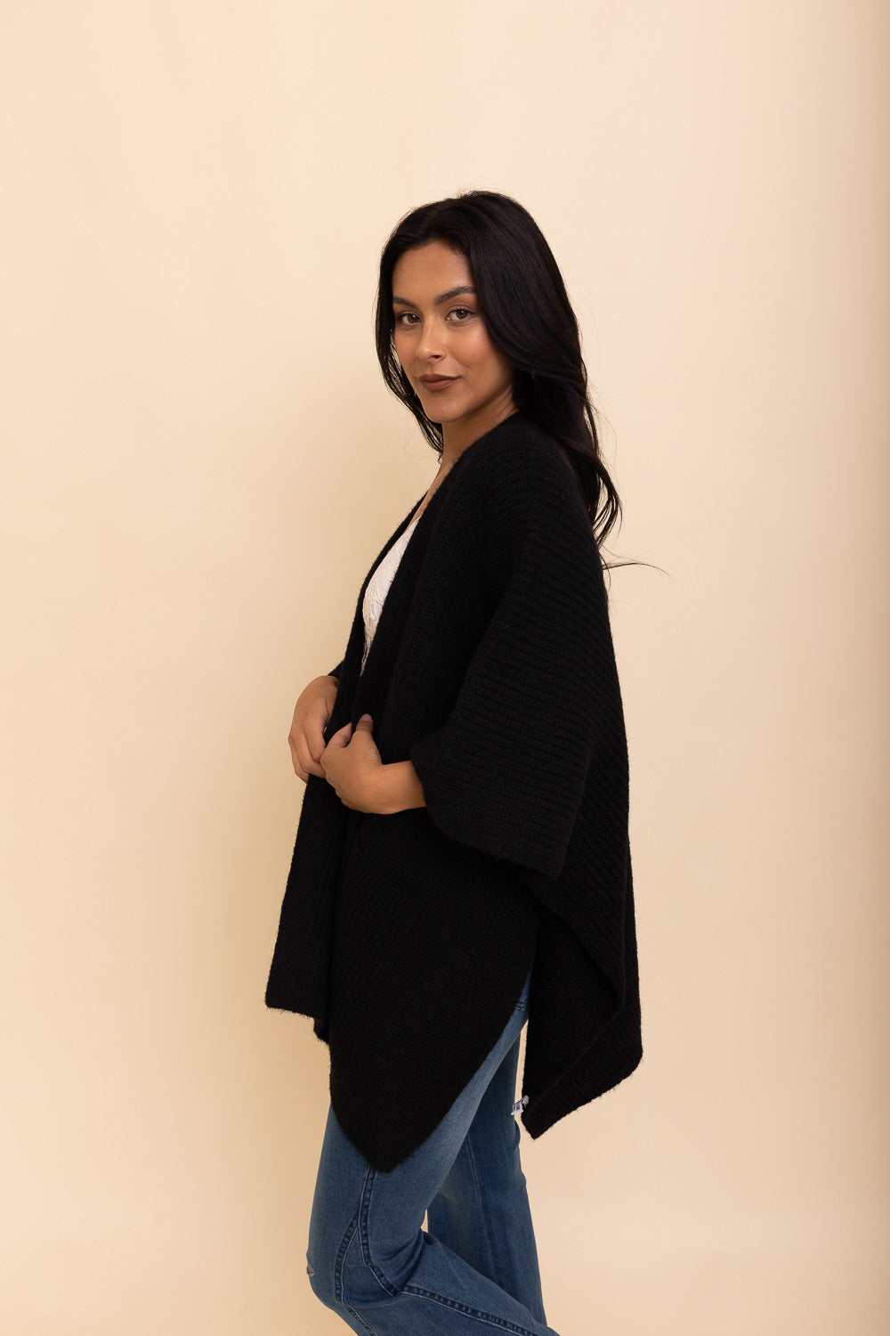 Black boucle cardigan from Periwinkle Aether&