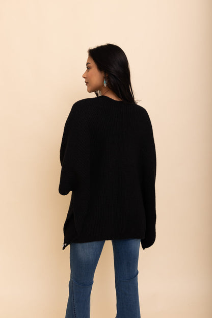 Black boucle cardigan from Periwinkle Aether&