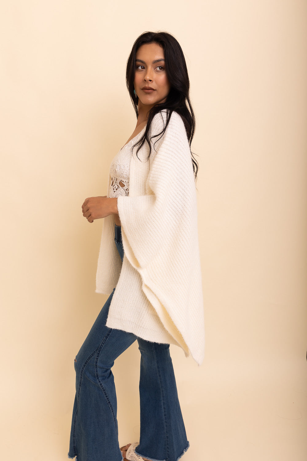 Ivory boucle cardigan from Periwinkle Aether&