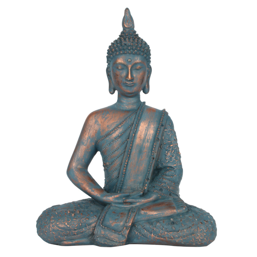 Blue 26cm Buddha gift statue by Lilac Erebus, showcasing a serene Buddha figure with a peaceful expression.