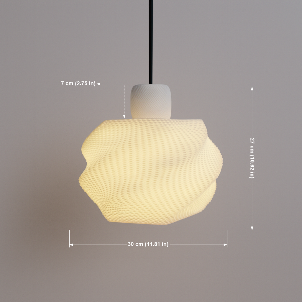 Azure Pontus Zenith Glow pendant lamp hanging with a sleek modern design, ideal for stylish home or office lighting.