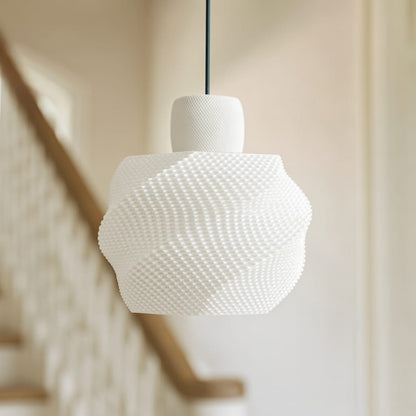 Azure Pontus Zenith Glow pendant lamp hanging with a soft illuminated glow, modern lighting fixture for stylish interior decor.
