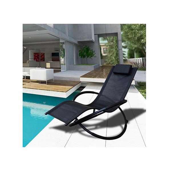 Black Zero Gravity portable folding rocking chair recliner by Amethyst Hera, designed for outdoor and home relaxation.