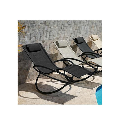 Black zero gravity portable foldable rocking chair recliner by Amethyst Hera, featuring a comfortable design for outdoor or indoor use.