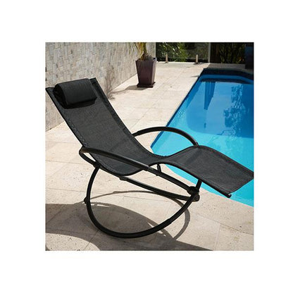 Black Zero Gravity portable foldable rocking chair recliner by Amethyst Hera, designed for comfort and easy outdoor or indoor use.