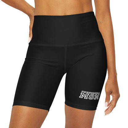 Black high-waisted yoga shorts for women by Grey Coco, featuring a comfortable fit and sleek design for activewear.