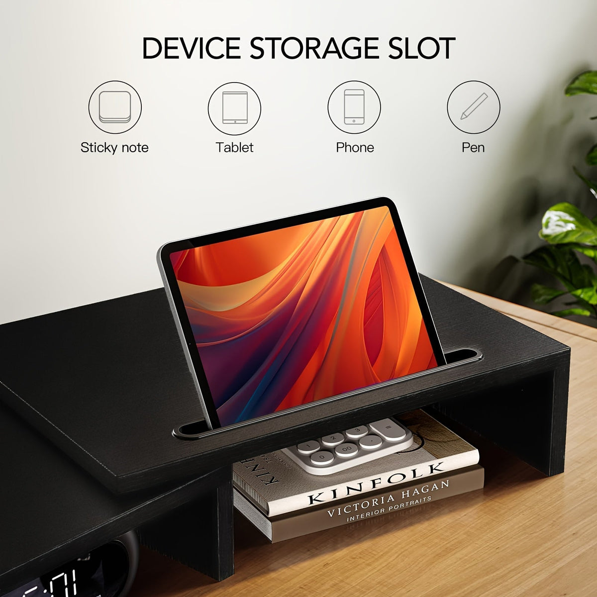 Adjustable Dual Monitor Stand with Storage (2-Slot)