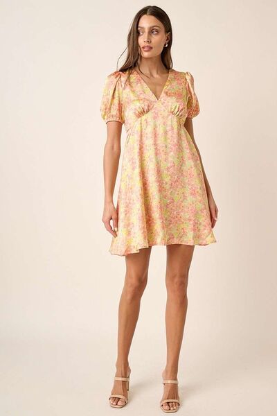 Jade Icarus Mittoshop printed V-neck mini dress with puff sleeves, stylish women&