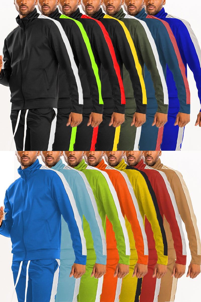 Lime Milo Single Stripe Track Jacket TJ123, stylish jacket with bold stripe design, front zipper, and ribbed cuffs on a clean background.