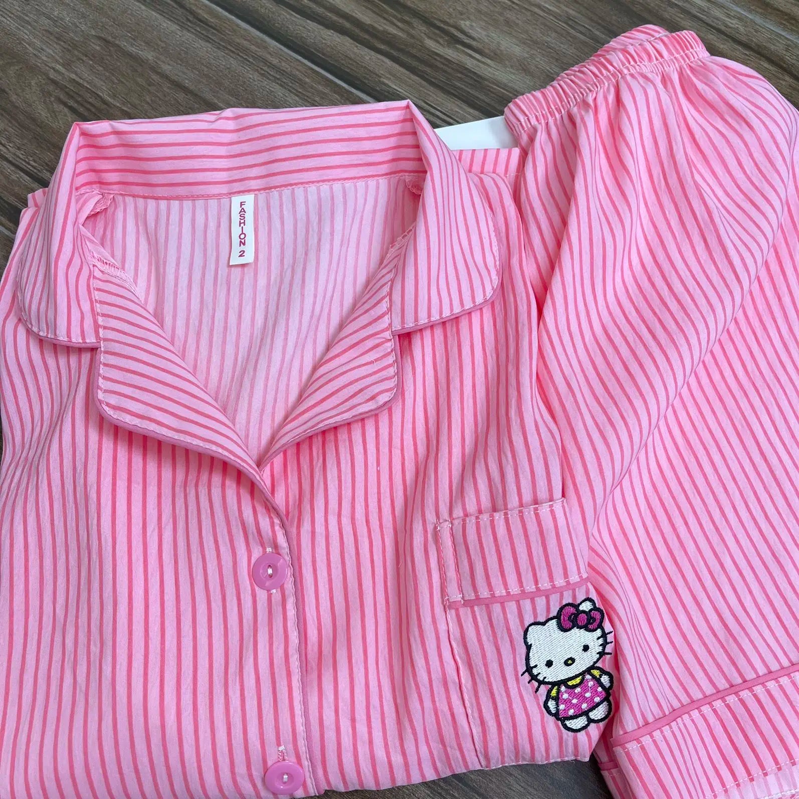 Hello Kitty embroidered short-sleeve pajamas for women, breathable and comfortable summer home wear by Start2Finish.