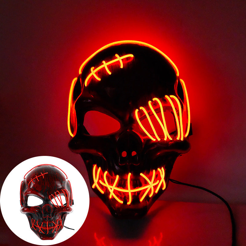Maroon Asteria Halloween scary one-eyed pirate mask with LED light, perfect for cosplay and spooky costume parties.