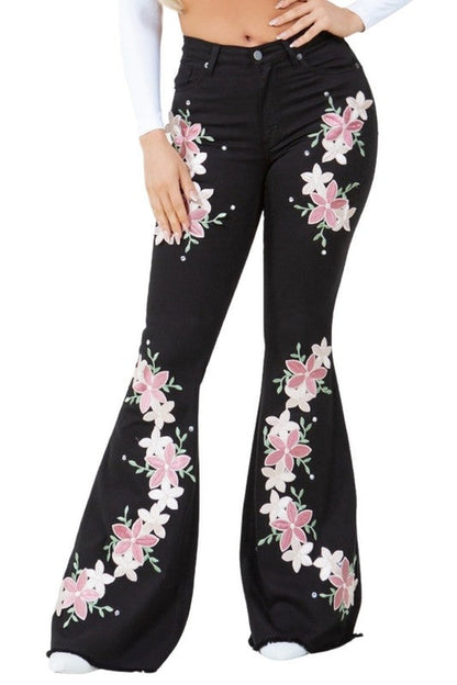 Jade Icarus Angela Bell Bottom Jeans with 34-inch inseam, stylish denim pants featuring a flared leg and classic blue wash.