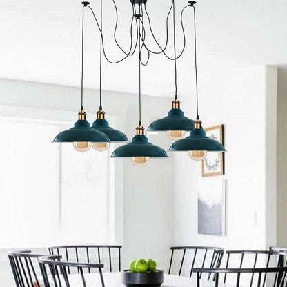Industrial Spider Adjustable Multi-Arm Pendant Light with five E27 bulbs by Sangria Angel, featuring a modern, multi-directional design.