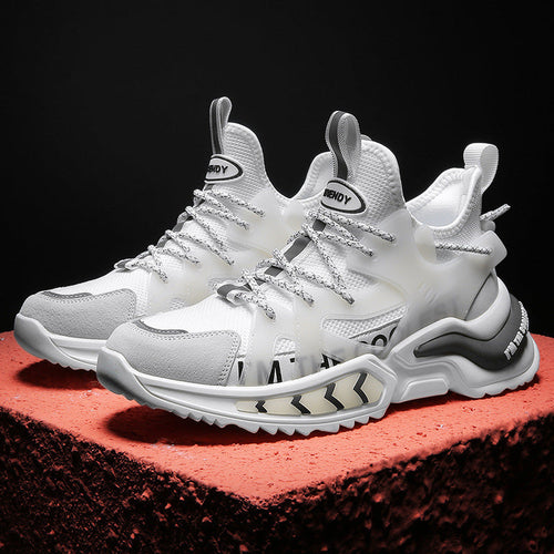 Carmine Juneberry TennisChamp™ Edition high-top sneakers with white and navy design, featuring sporty laces and cushioned soles.