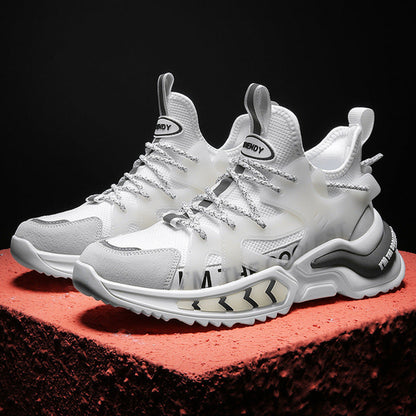 Carmine Juneberry TennisChamp™ Edition high-top sneakers with white and navy design, featuring sporty laces and cushioned soles.