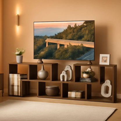 Deformable 3-Piece TV Stand Brown Finish 50-65 Inch