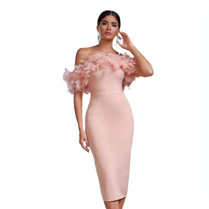 Off-neck feather women&