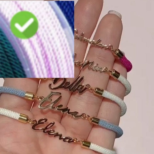 Colorful rope chain bracelet with personalized name, custom Pink Lucky women&