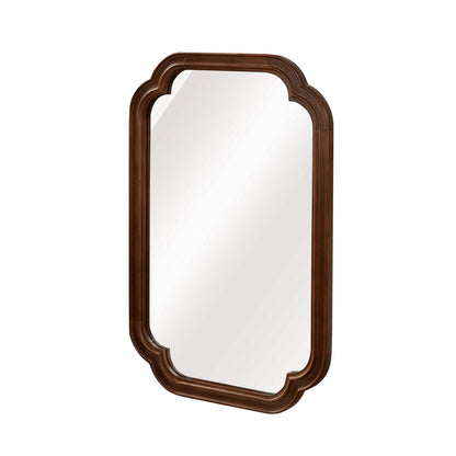 Sangria Beech solid wood frame decorative mirror with rounded corners, ideal for bedroom furniture.