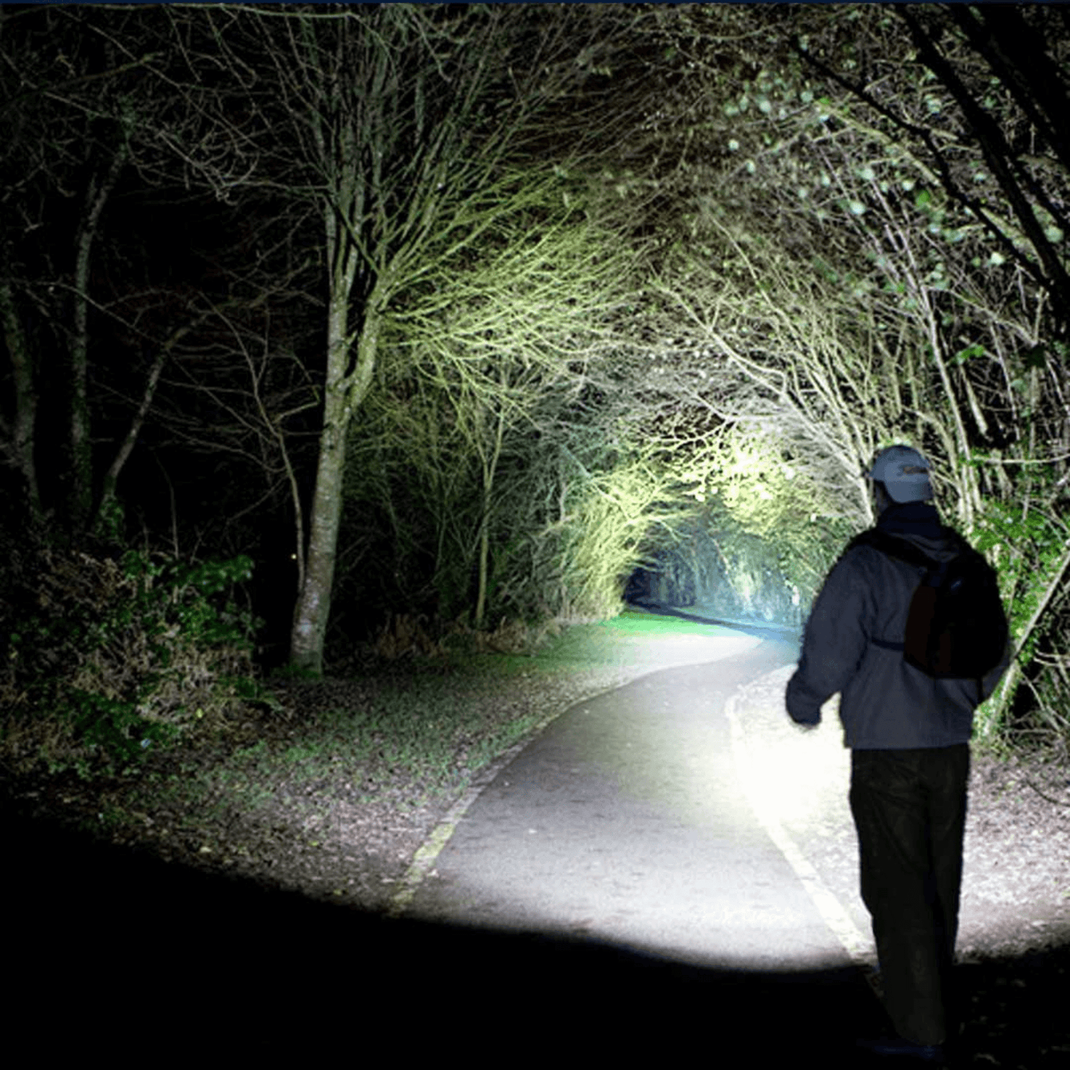 Black Lavender EcoGear FX TK120 LED tactical flashlight with strobe mode, designed for camping and outdoor use.