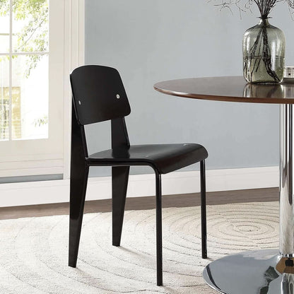 Black Premium Contemporary TubularSteel Hardwood Dining Chair