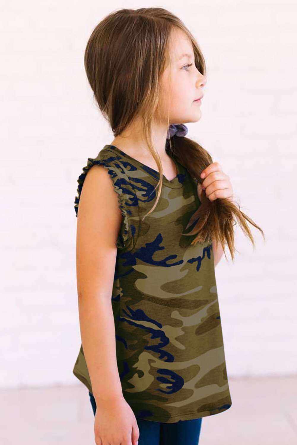 Camo print flounced armholes women&