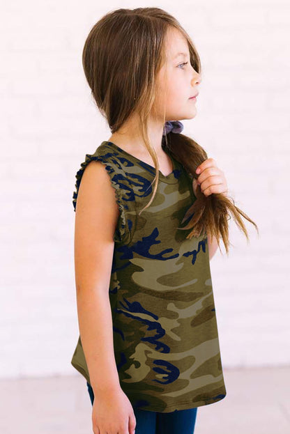 Camo print flounced armholes women&