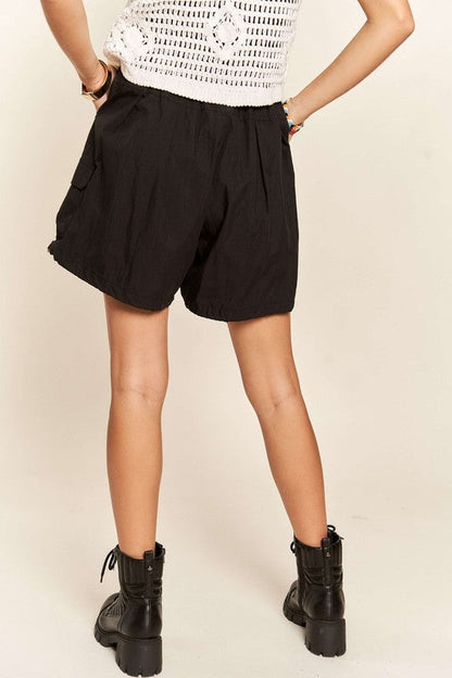 Jade Icarus ADORA drawstring shorts with pockets, featuring a casual design, fabric texture, and relaxed fit for everyday wear.