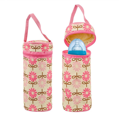 Set of 5 Pear Daisy baby nappy diaper bags with shoulder straps, suitable for moms to carry baby essentials comfortably.