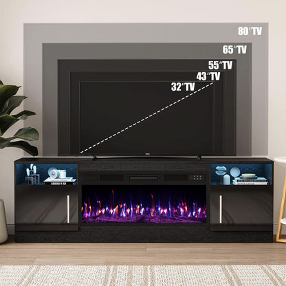 LED Electric Fireplace Entertainment Center 80 Inch