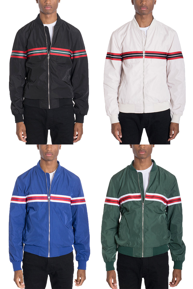 Lime Milo Dom Taped Bomber jacket with black and white design, featuring tape detailing on a stylish men&