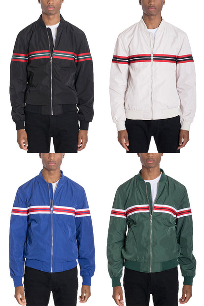 Lime Milo Dom Taped Bomber jacket with black and white design, featuring tape detailing on a stylish men&