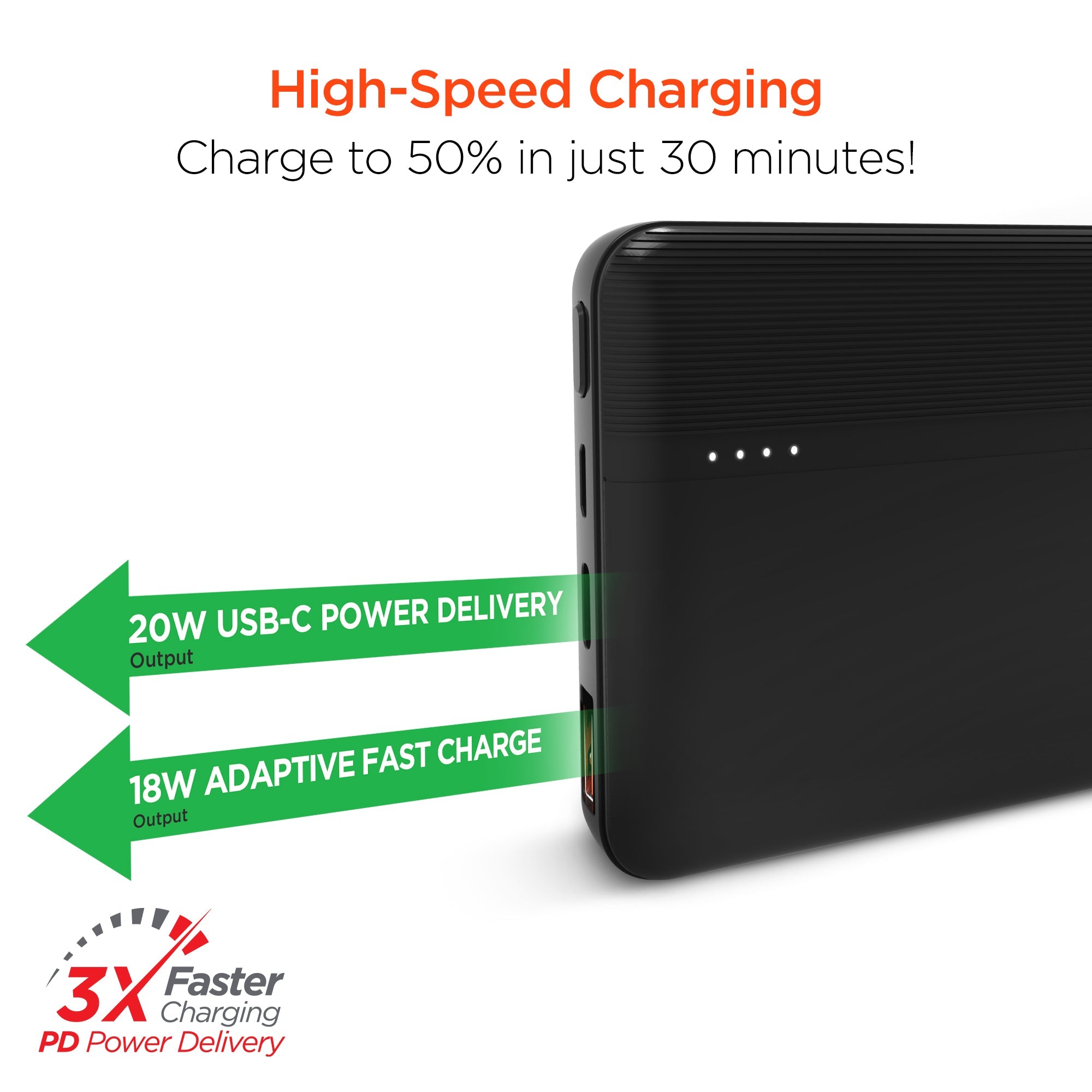 Sky Iapetus HyperGear 10000mAh 20W PD USB power bank for mobile and laptop charging, with multiple ports and compact design.