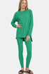 Women’s Zenana brushed microfiber lounge set with a long-sleeve top and matching leggings, in a cozy, full-size fit.