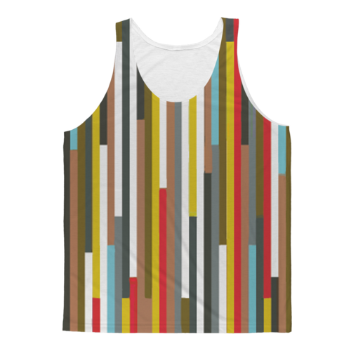 Abstract art design on Sky Felix sublimation adult tank top, classic T-shirt style with vibrant, colorful abstract patterns.