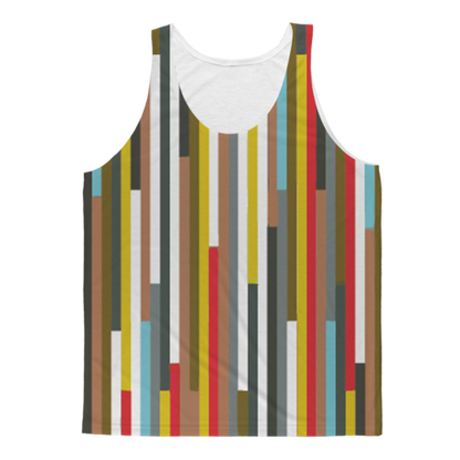 Abstract art design on Sky Felix sublimation adult tank top, classic T-shirt style with vibrant, colorful abstract patterns.
