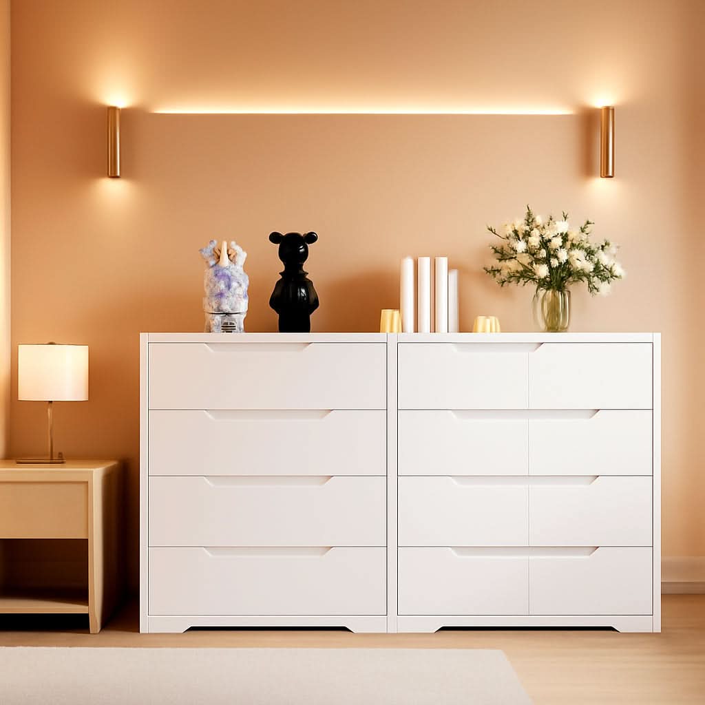 White 4 Drawer Dresser for Bedroom Storage and Clothing Organizer